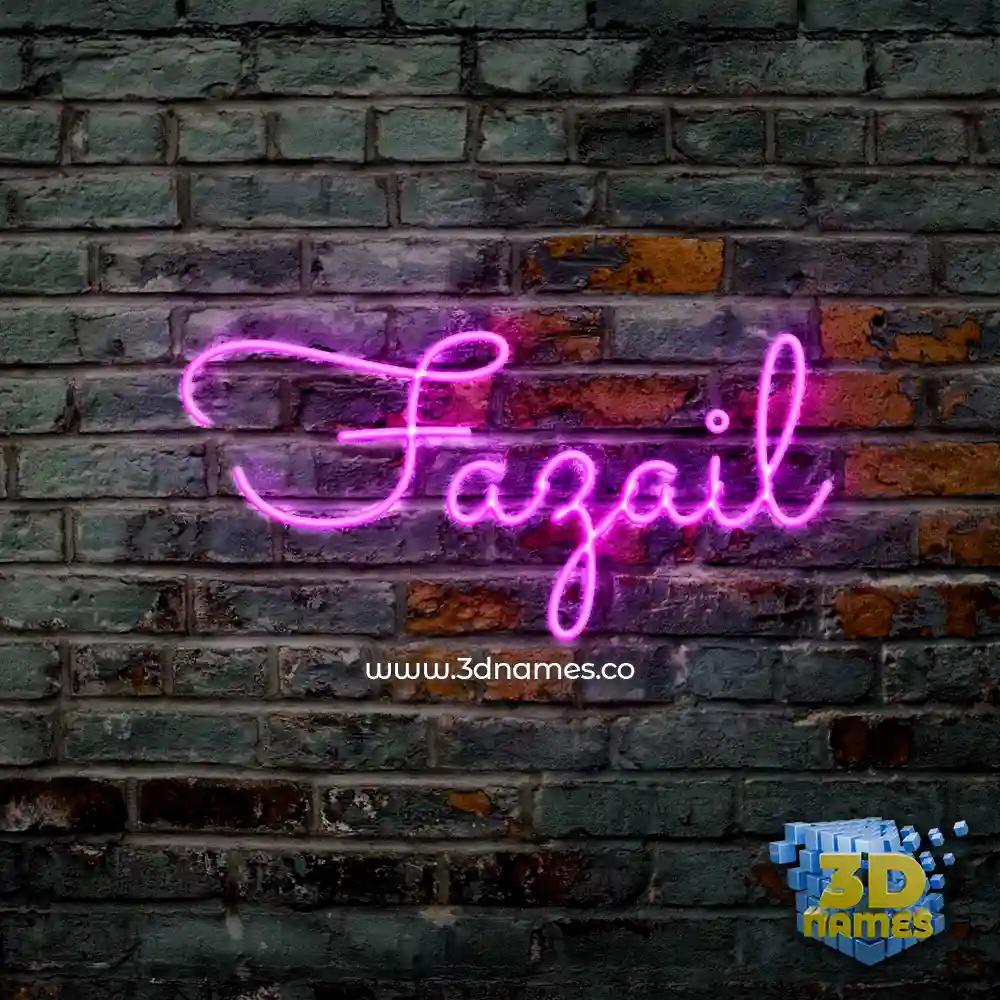 fazail in Pink Neon style - 3D name wallpaper