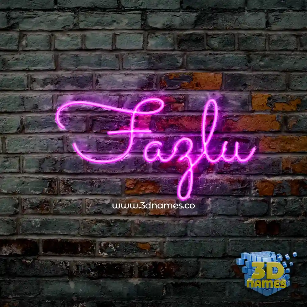 fazlu in Pink Neon style - 3D name wallpaper