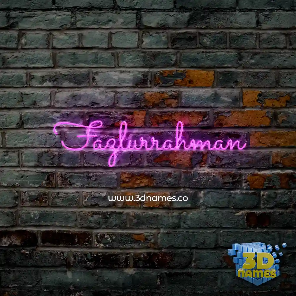 fazlurrahman in Pink Neon style - 3D name wallpaper
