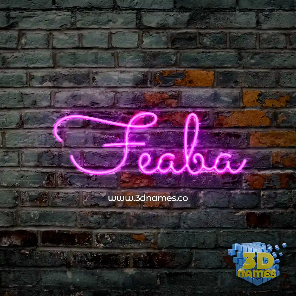 feaba in Pink Neon style - 3D name wallpaper