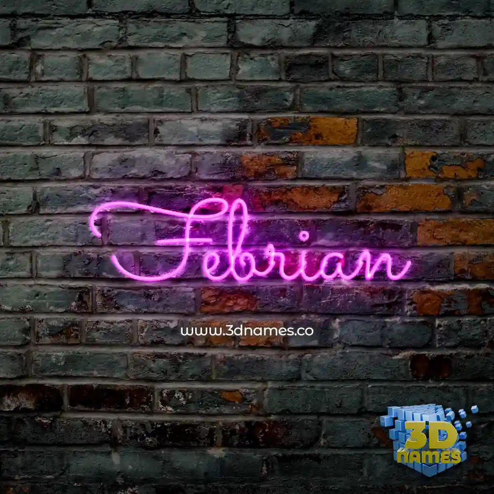 febrian in Pink Neon style - 3D name wallpaper