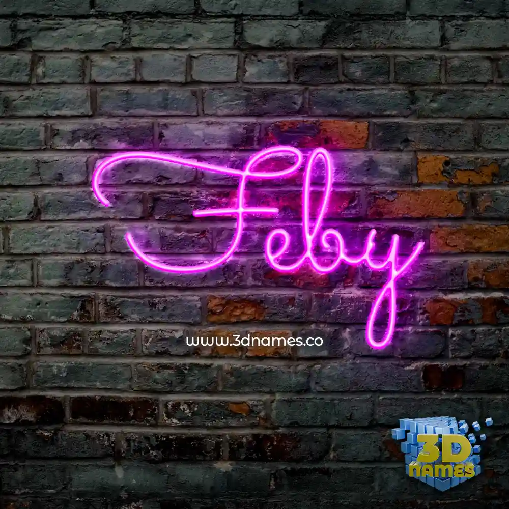 feby in Pink Neon style - 3D name wallpaper