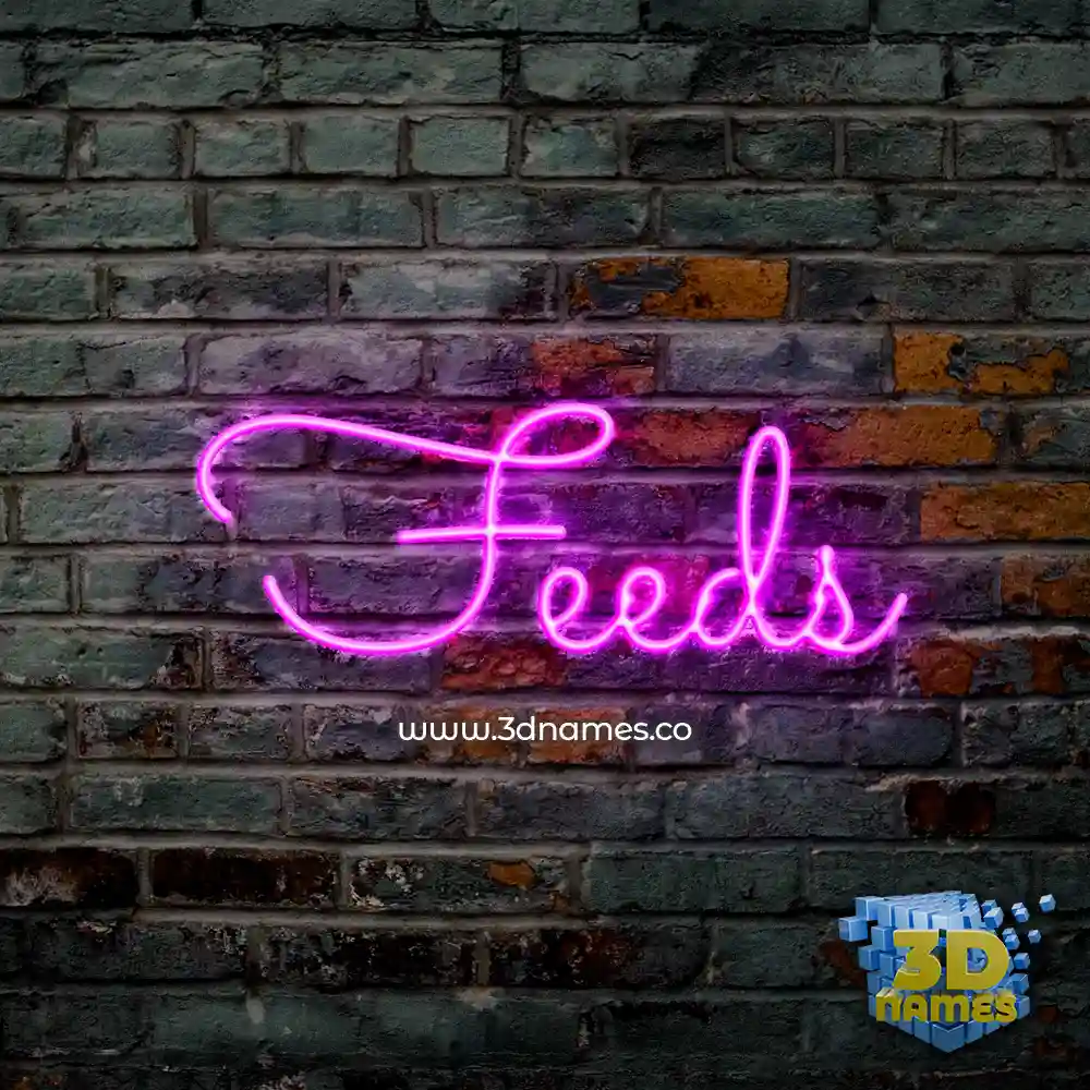 feeds in Pink Neon style - 3D name wallpaper