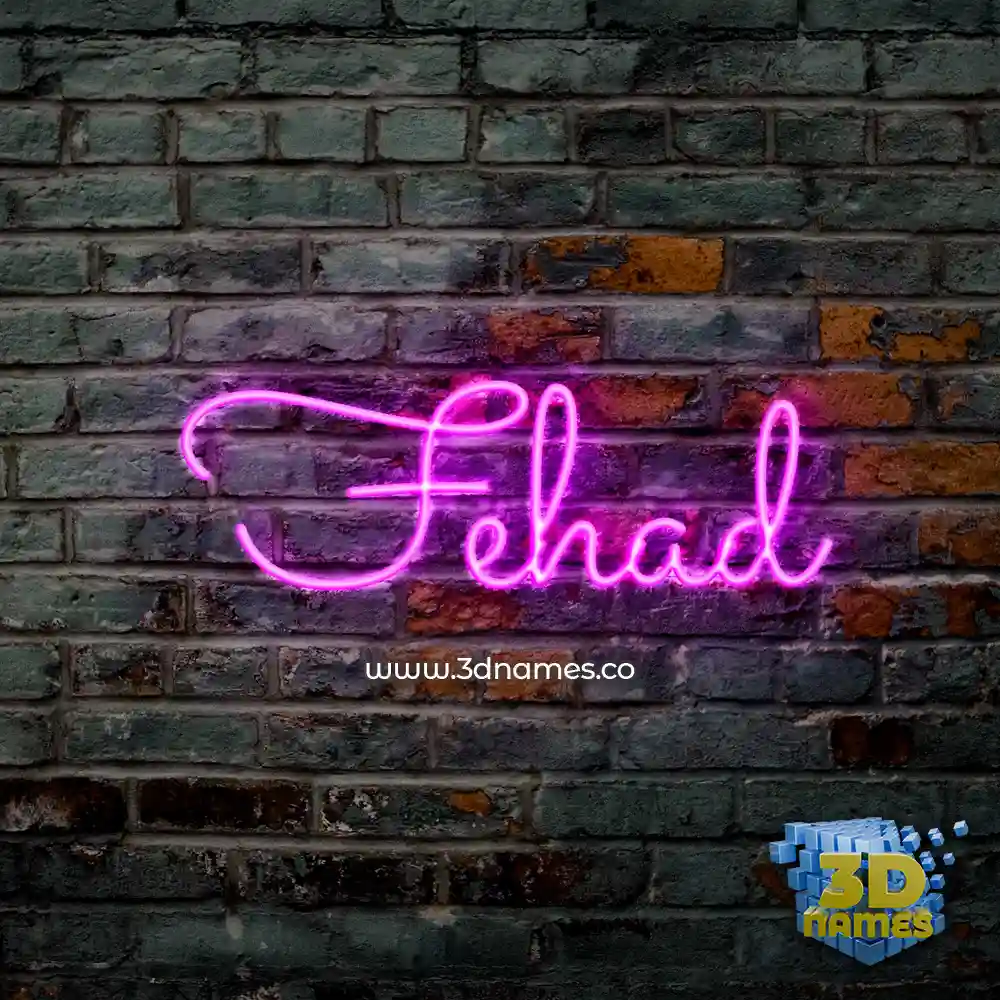 fehad in Pink Neon style - 3D name wallpaper