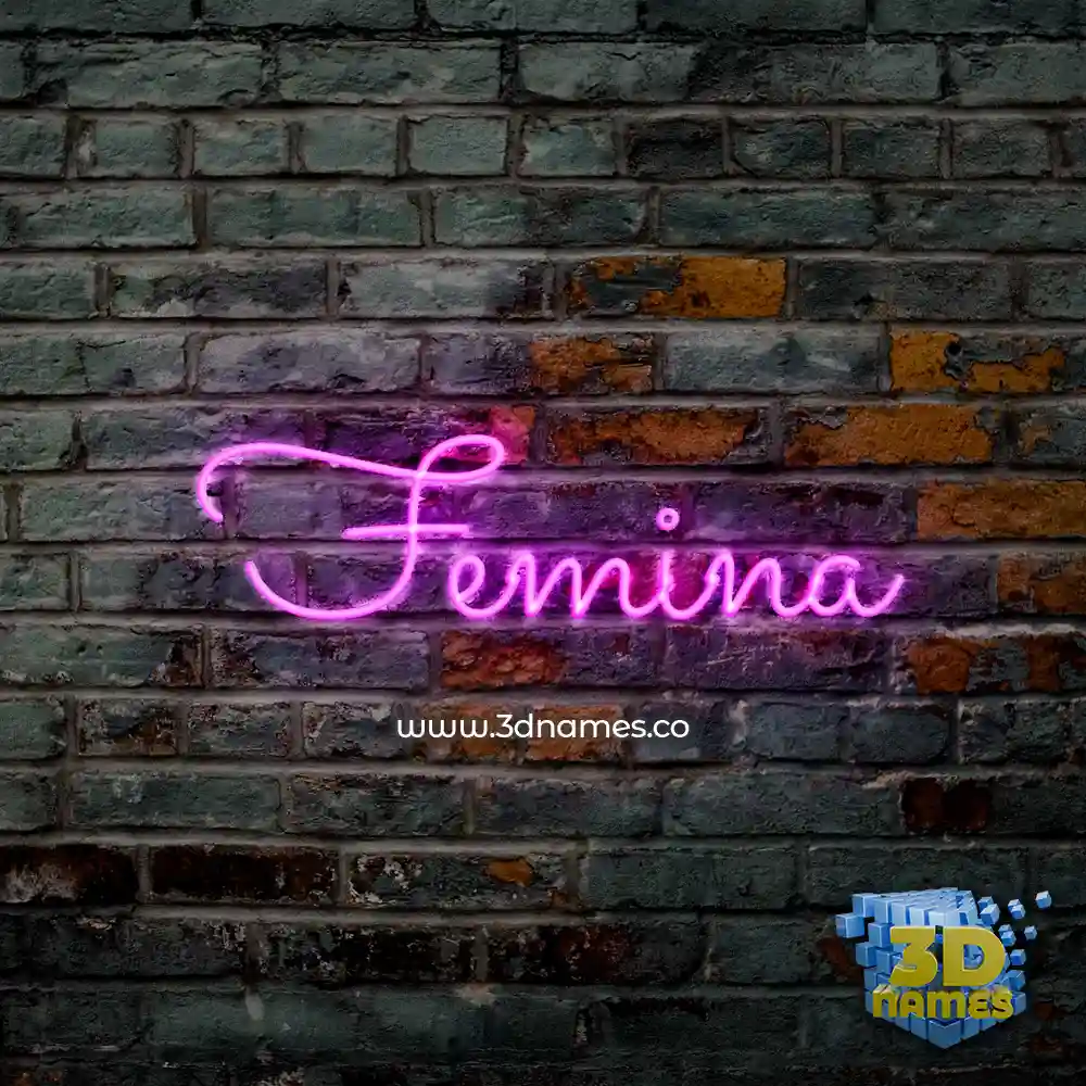 femina in Pink Neon style - 3D name wallpaper