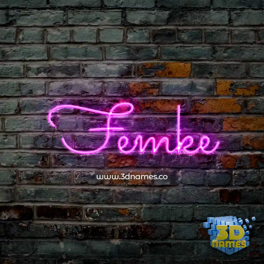 femke in Pink Neon style - 3D name wallpaper
