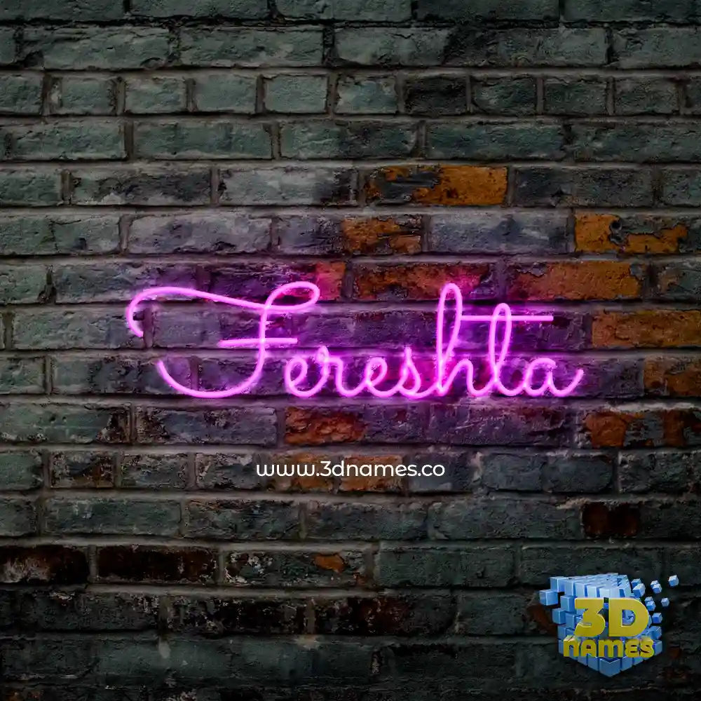 fereshta in Pink Neon style - 3D name wallpaper