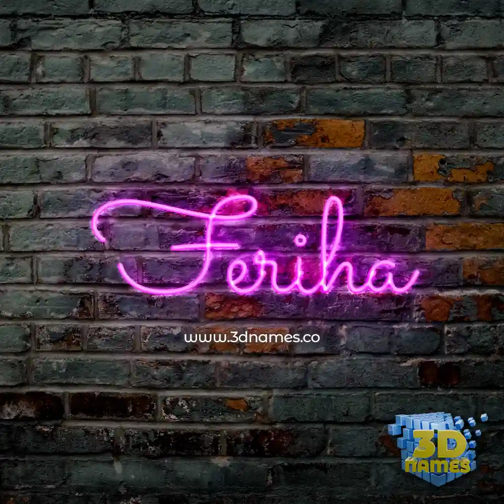 feriha in Pink Neon style - 3D name wallpaper