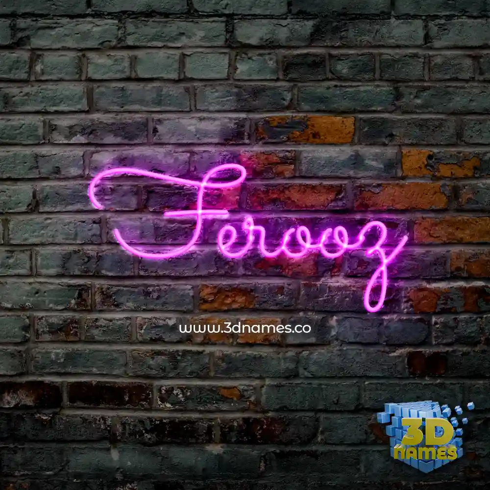 ferooz in Pink Neon style - 3D name wallpaper