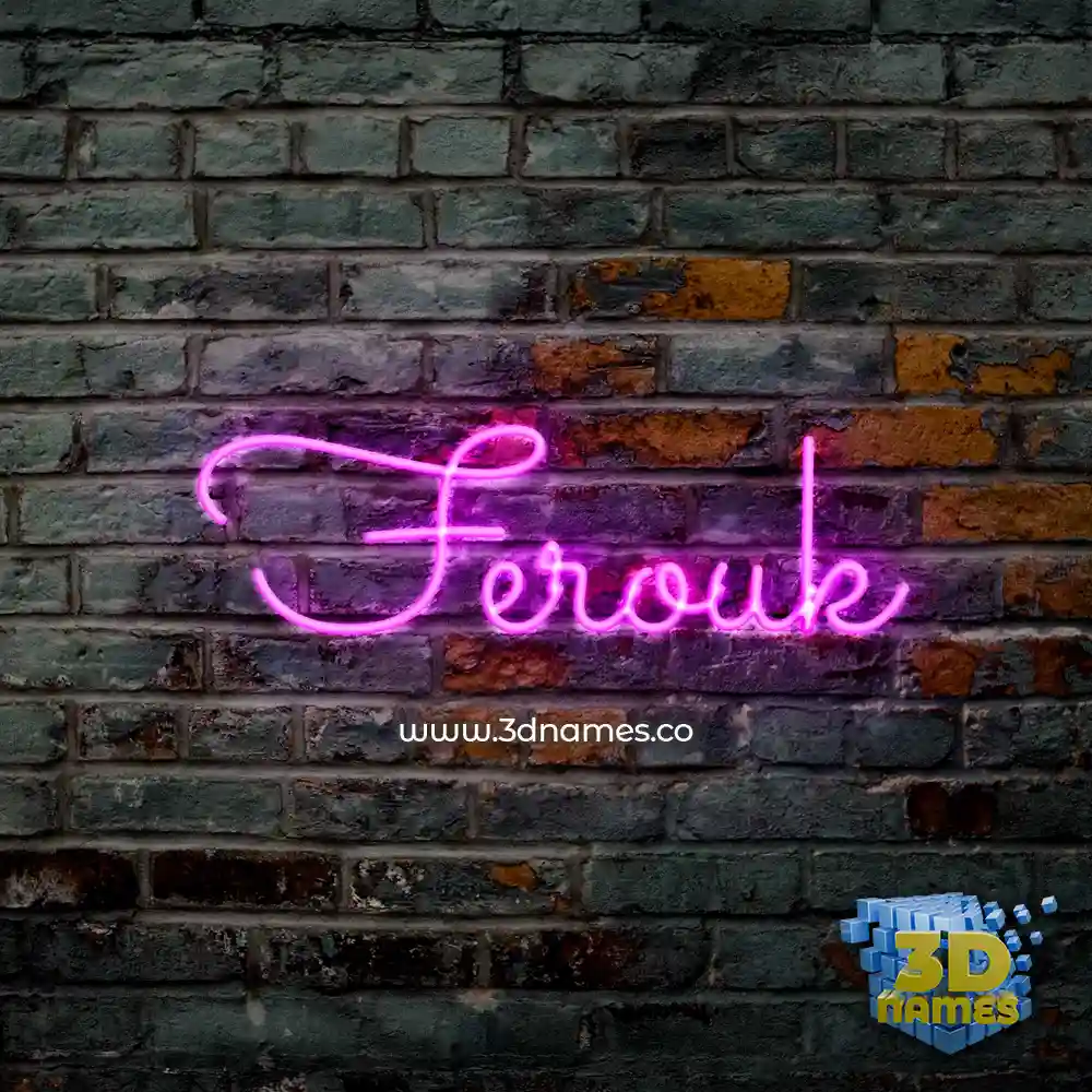 ferouk in Pink Neon style - 3D name wallpaper