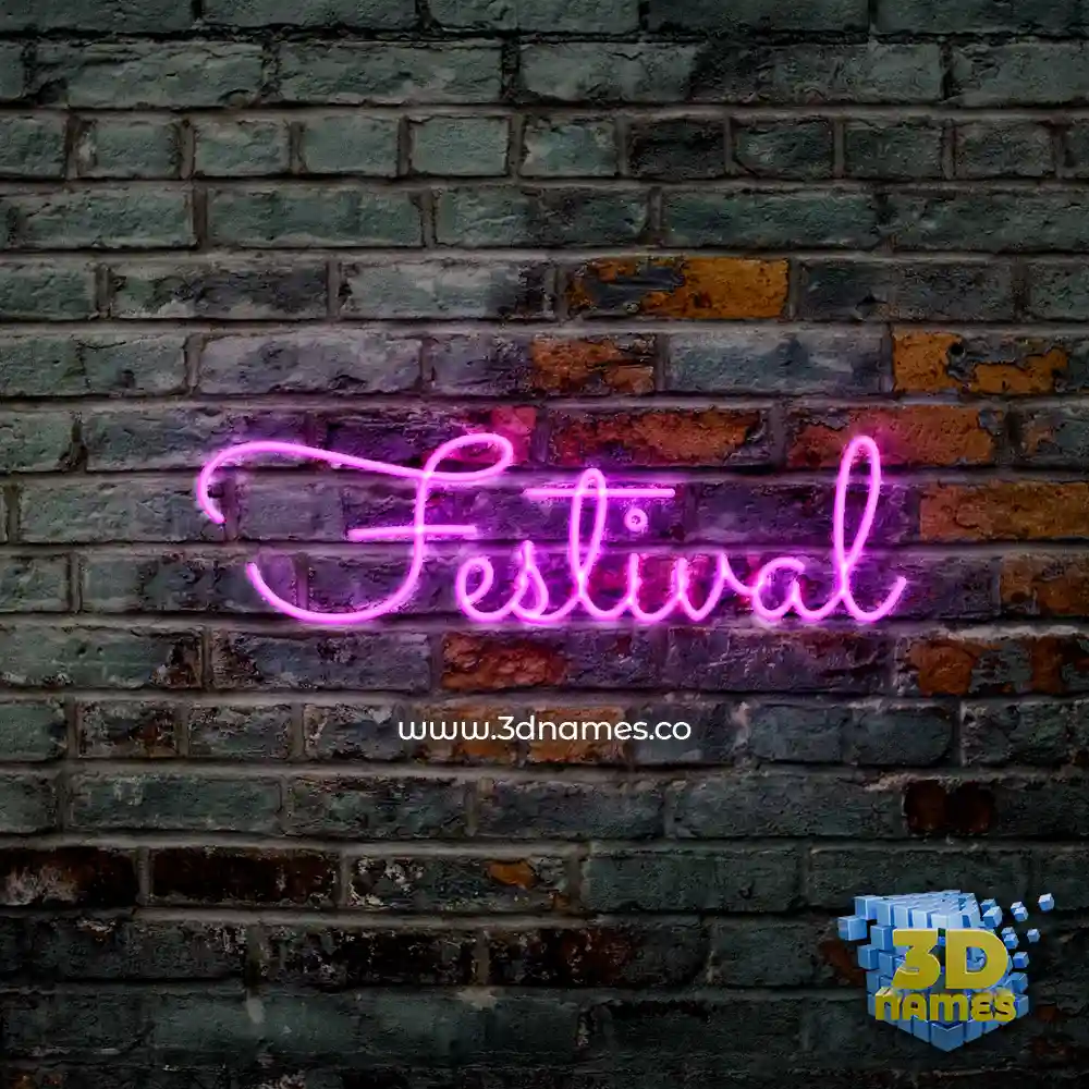 festival in Pink Neon style - 3D name wallpaper