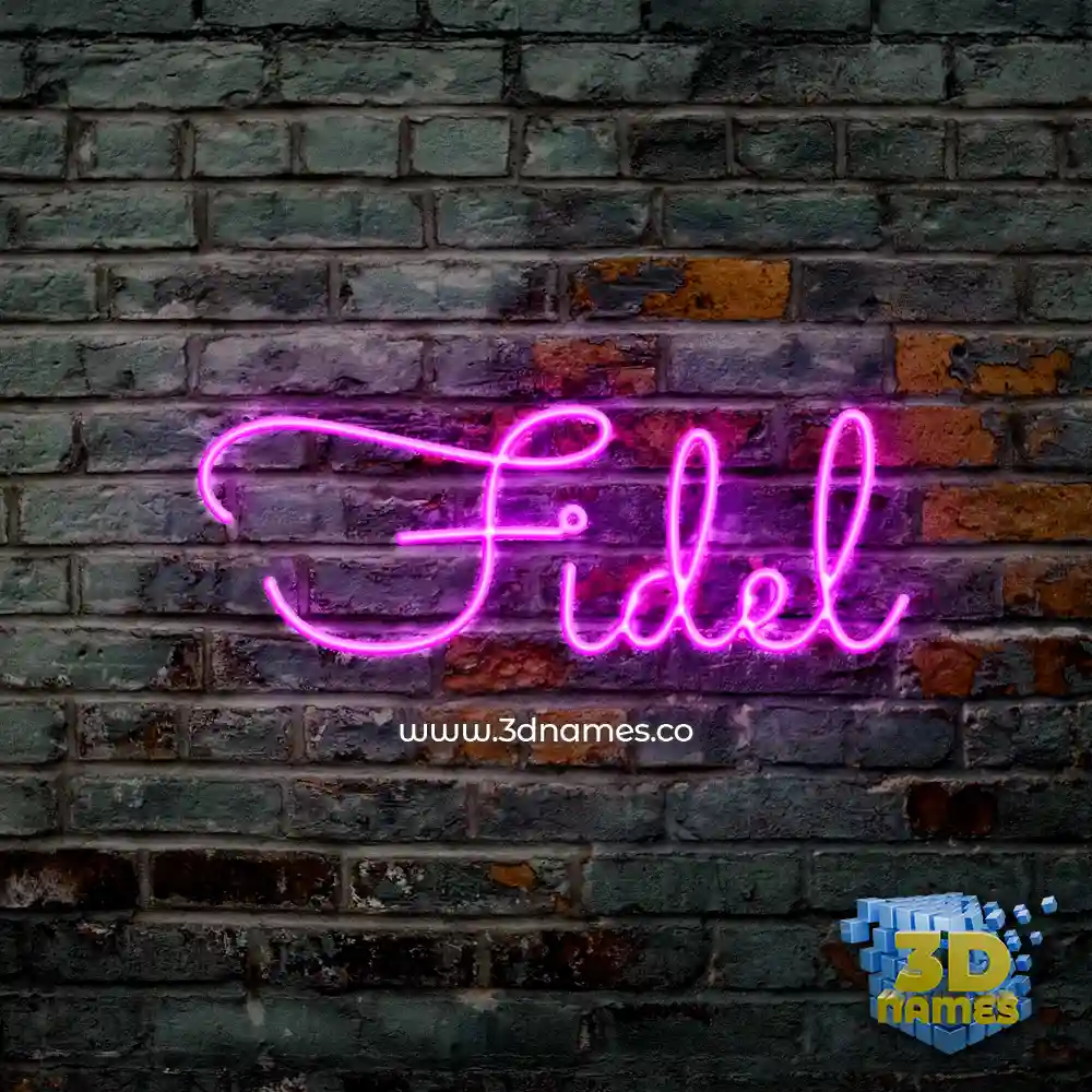 fidel in Pink Neon style - 3D name wallpaper