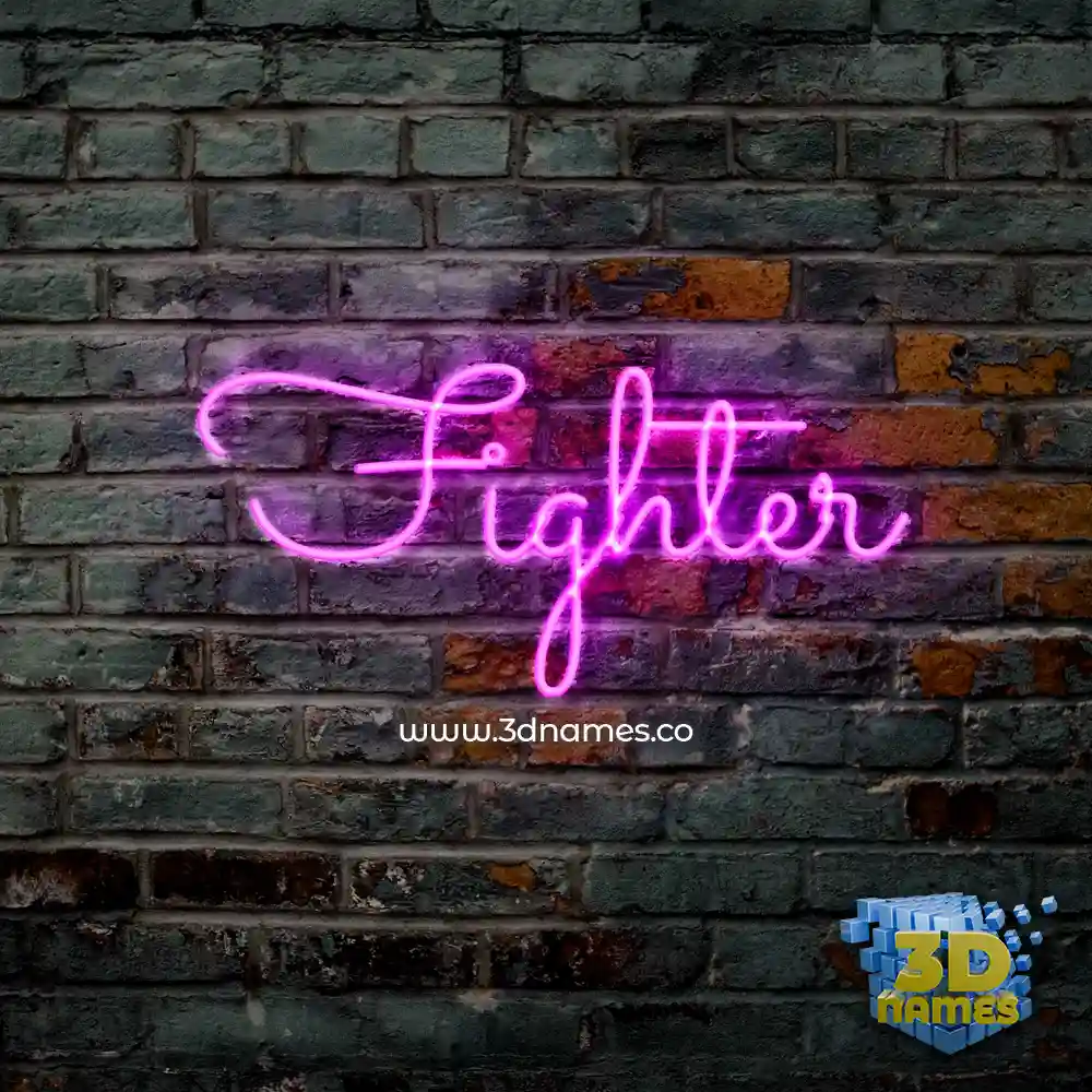 fighter in Pink Neon style - 3D name wallpaper
