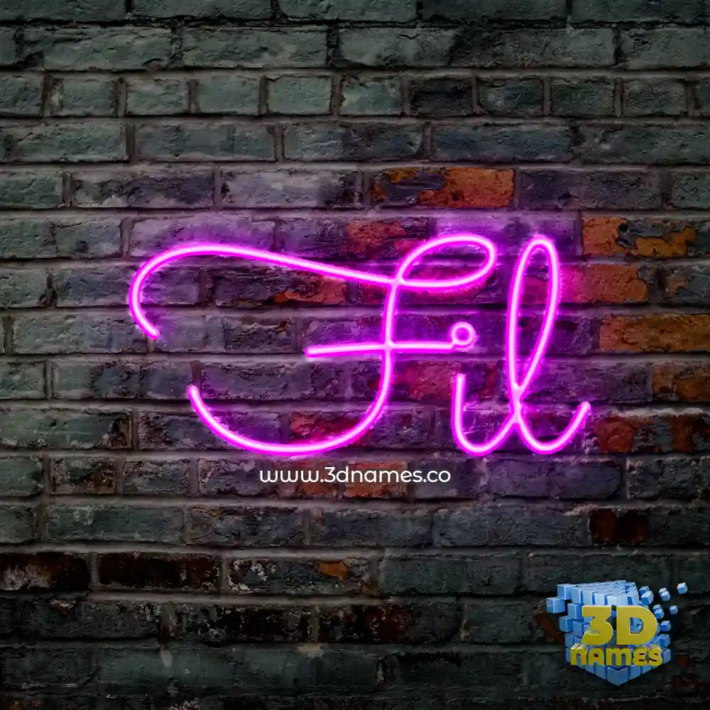 fil in Pink Neon style - 3D name wallpaper