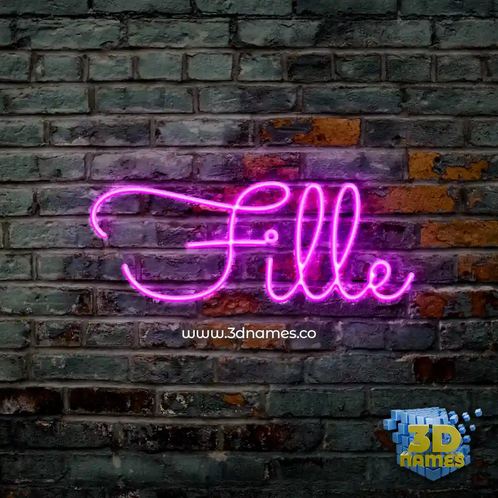 fille in Pink Neon style - 3D name wallpaper