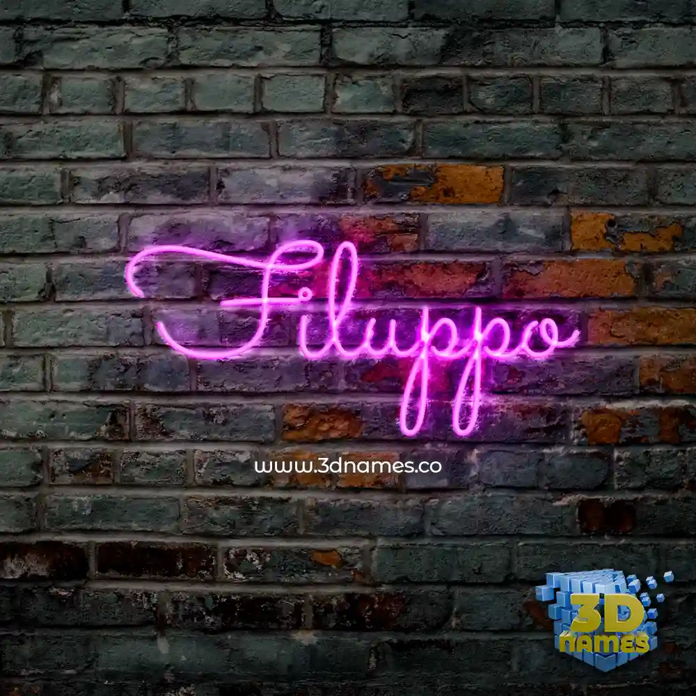 filuppo in Pink Neon style - 3D name wallpaper