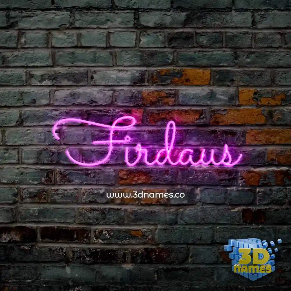firdaus in Pink Neon style - 3D name wallpaper