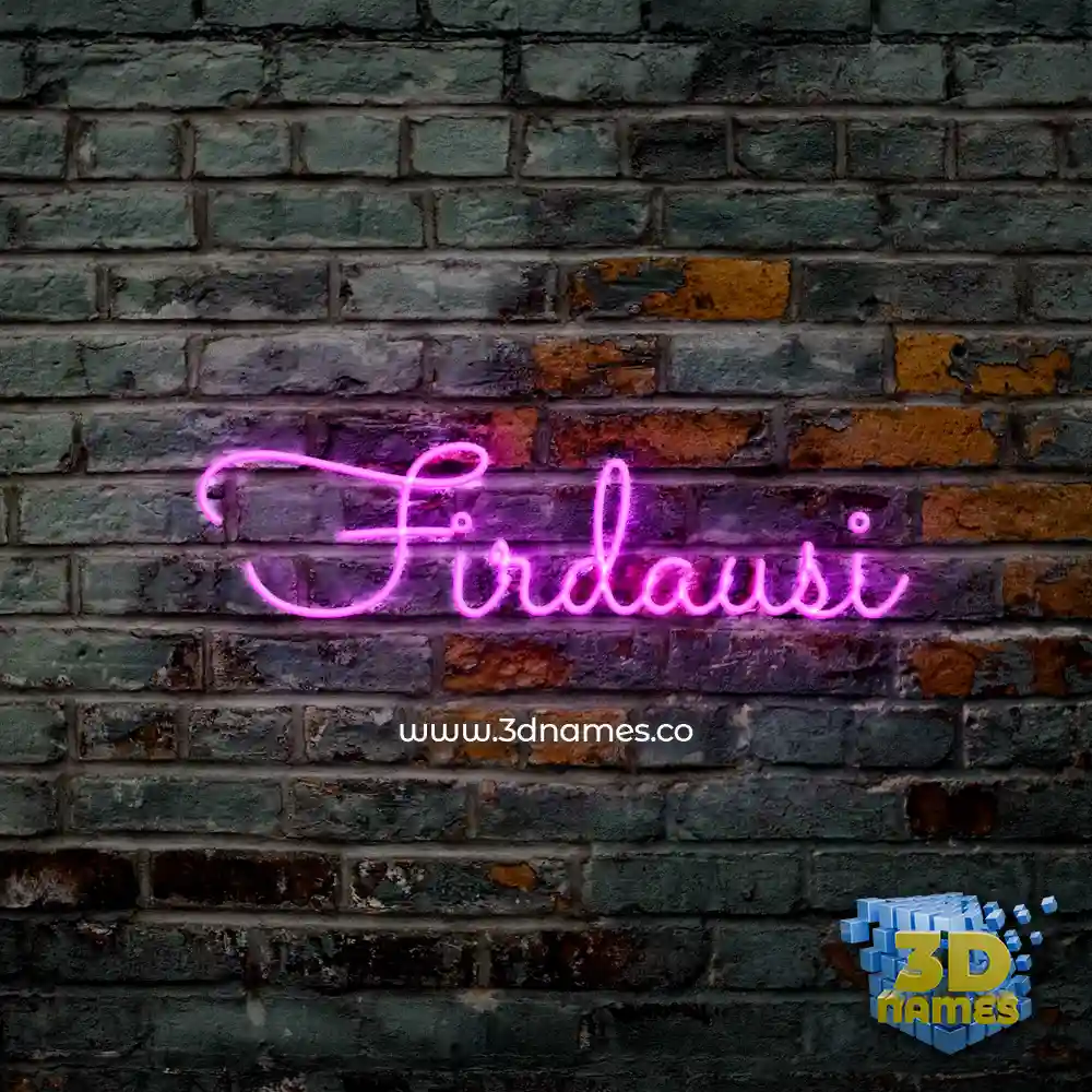 firdausi in Pink Neon style - 3D name wallpaper