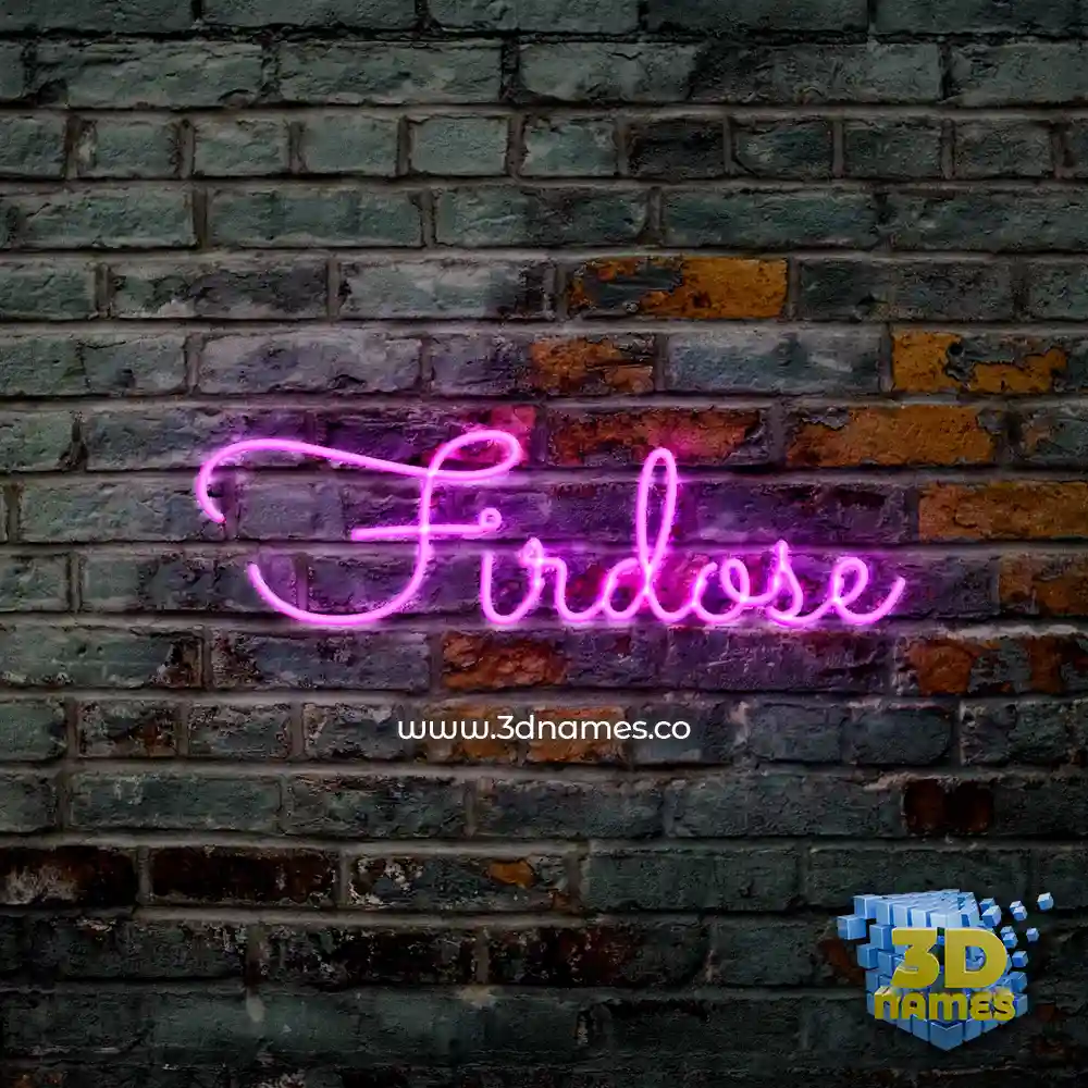 firdose in Pink Neon style - 3D name wallpaper