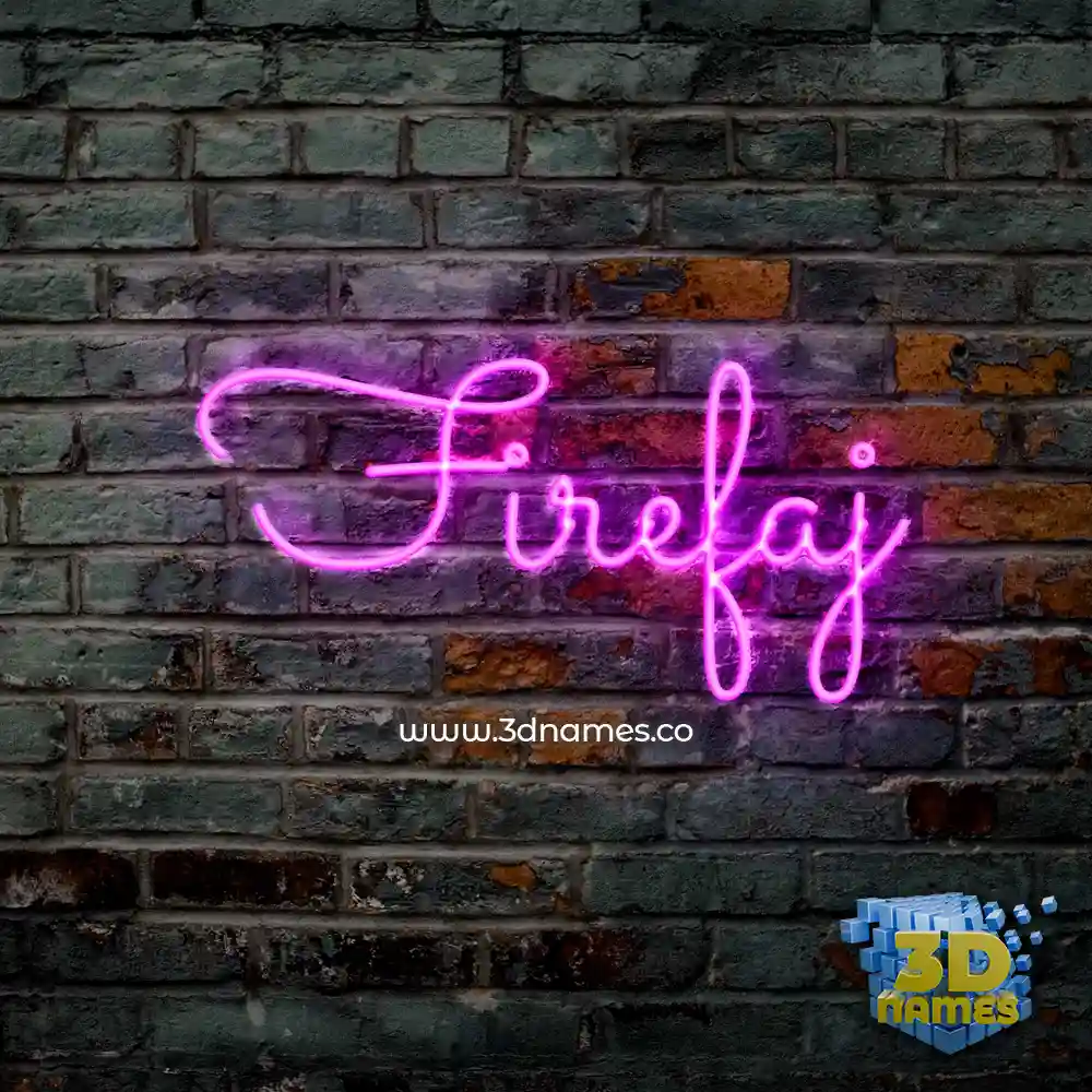 firefaj in Pink Neon style - 3D name wallpaper
