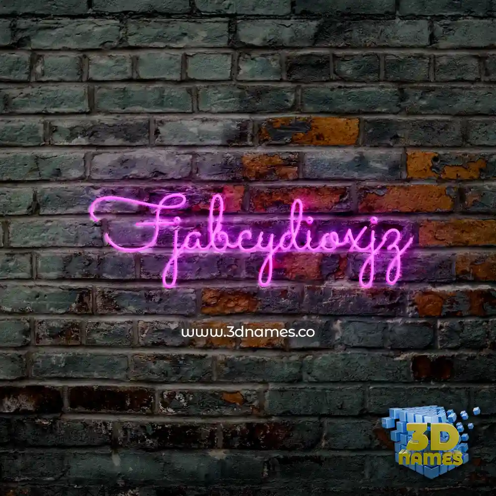 fjabcydioxjz in Pink Neon style - 3D name wallpaper