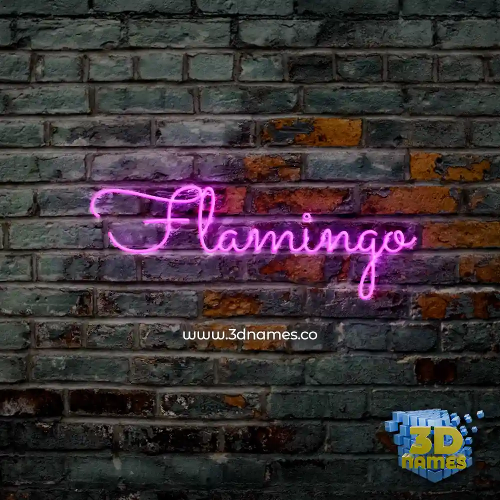 flamingo in Pink Neon style - 3D name wallpaper