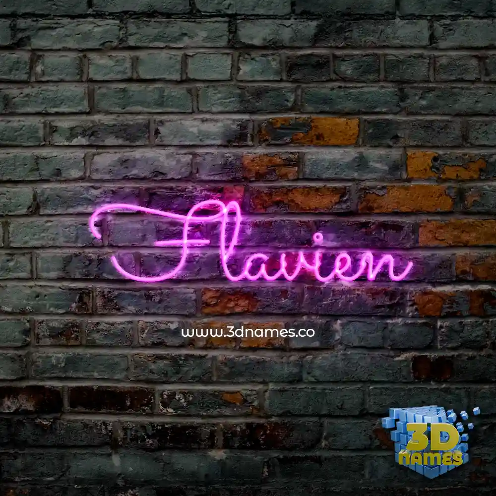flavien in Pink Neon style - 3D name wallpaper