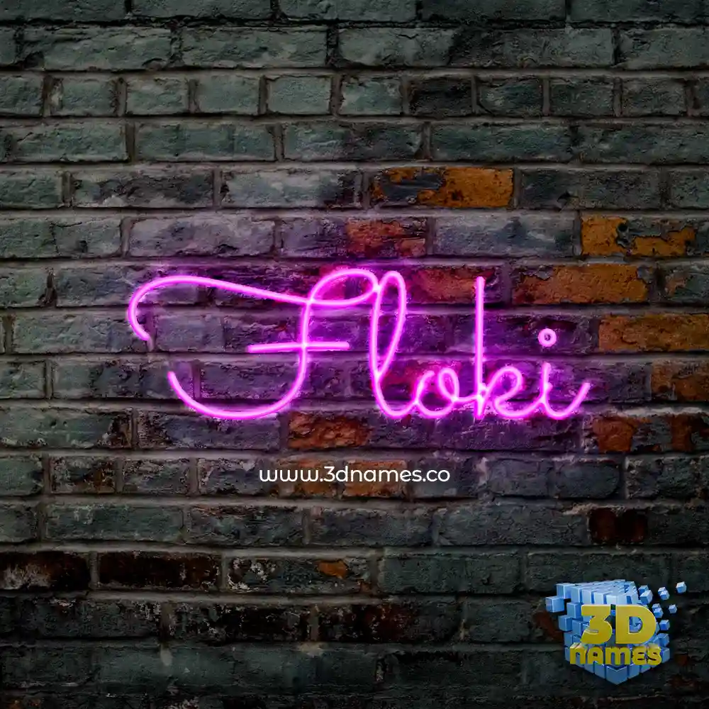 floki in Pink Neon style - 3D name wallpaper