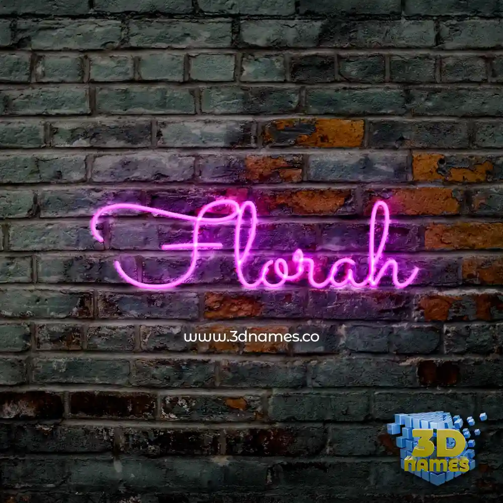 florah in Pink Neon style - 3D name wallpaper
