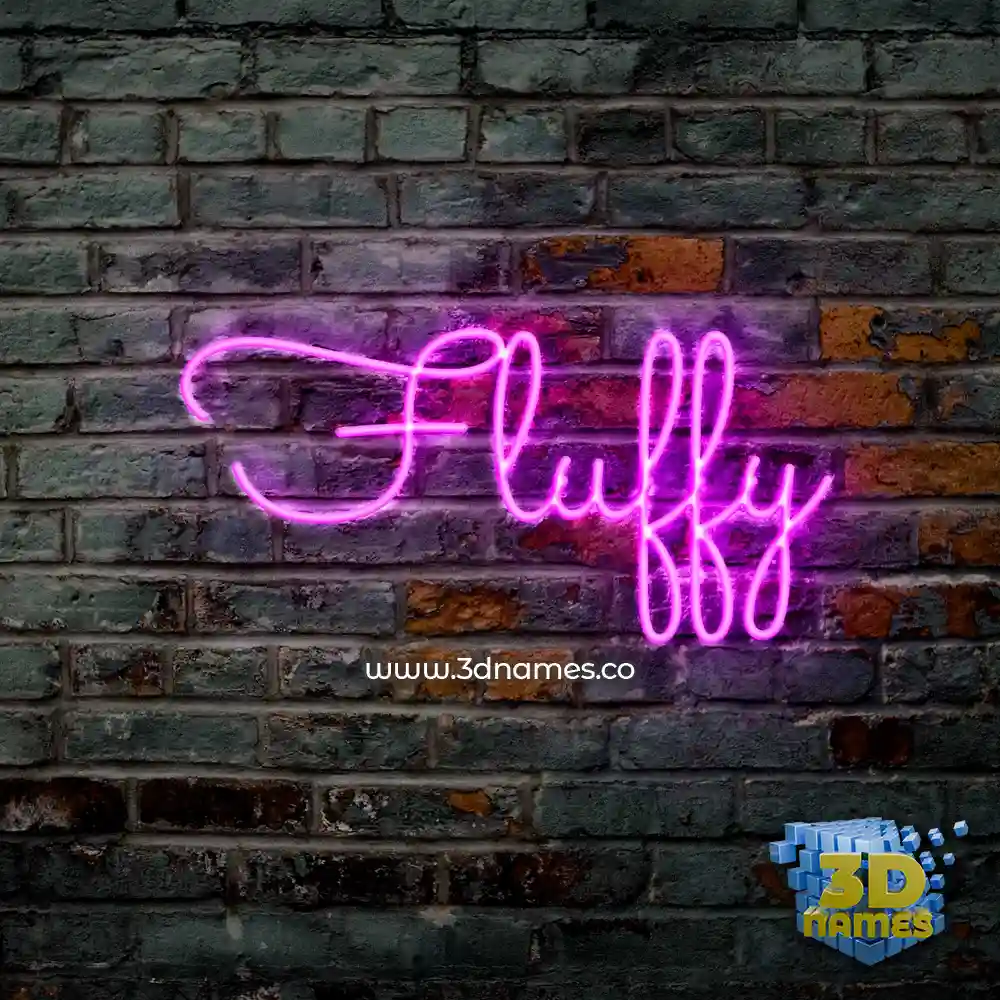 fluffy in Pink Neon style - 3D name wallpaper