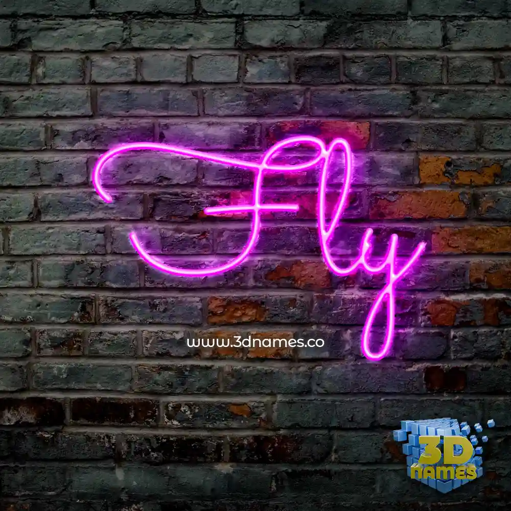 fly in Pink Neon style - 3D name wallpaper