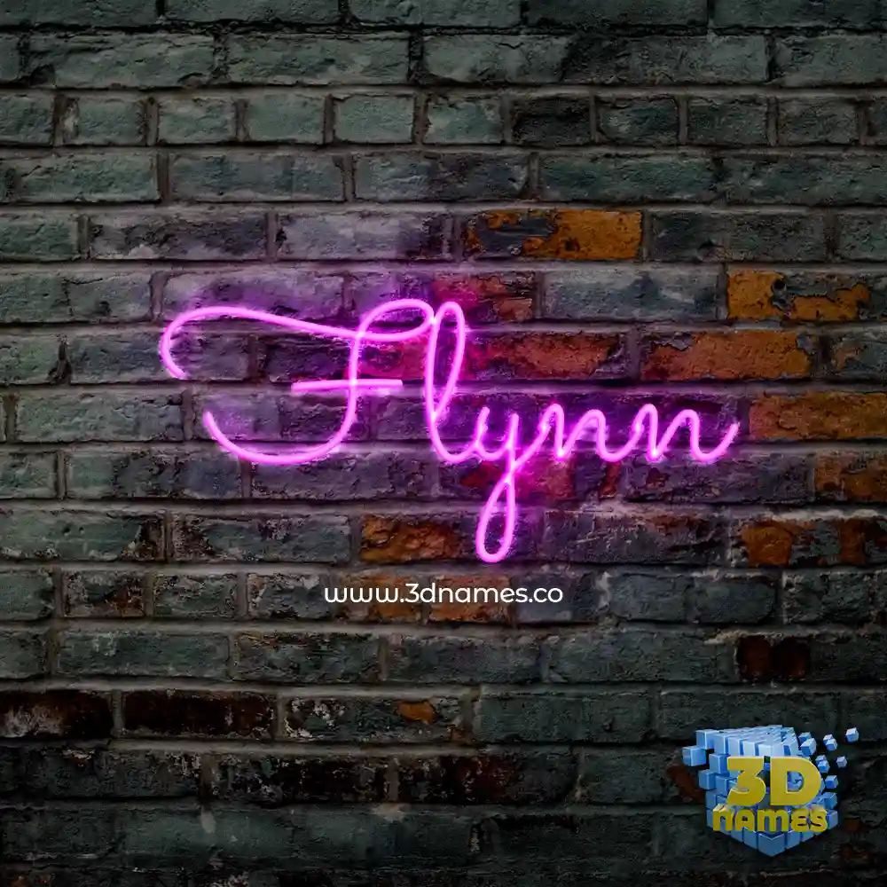 flynn in Pink Neon style - 3D name wallpaper