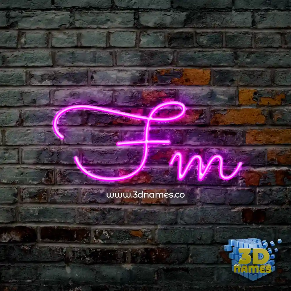 fm in Pink Neon style - 3D name wallpaper