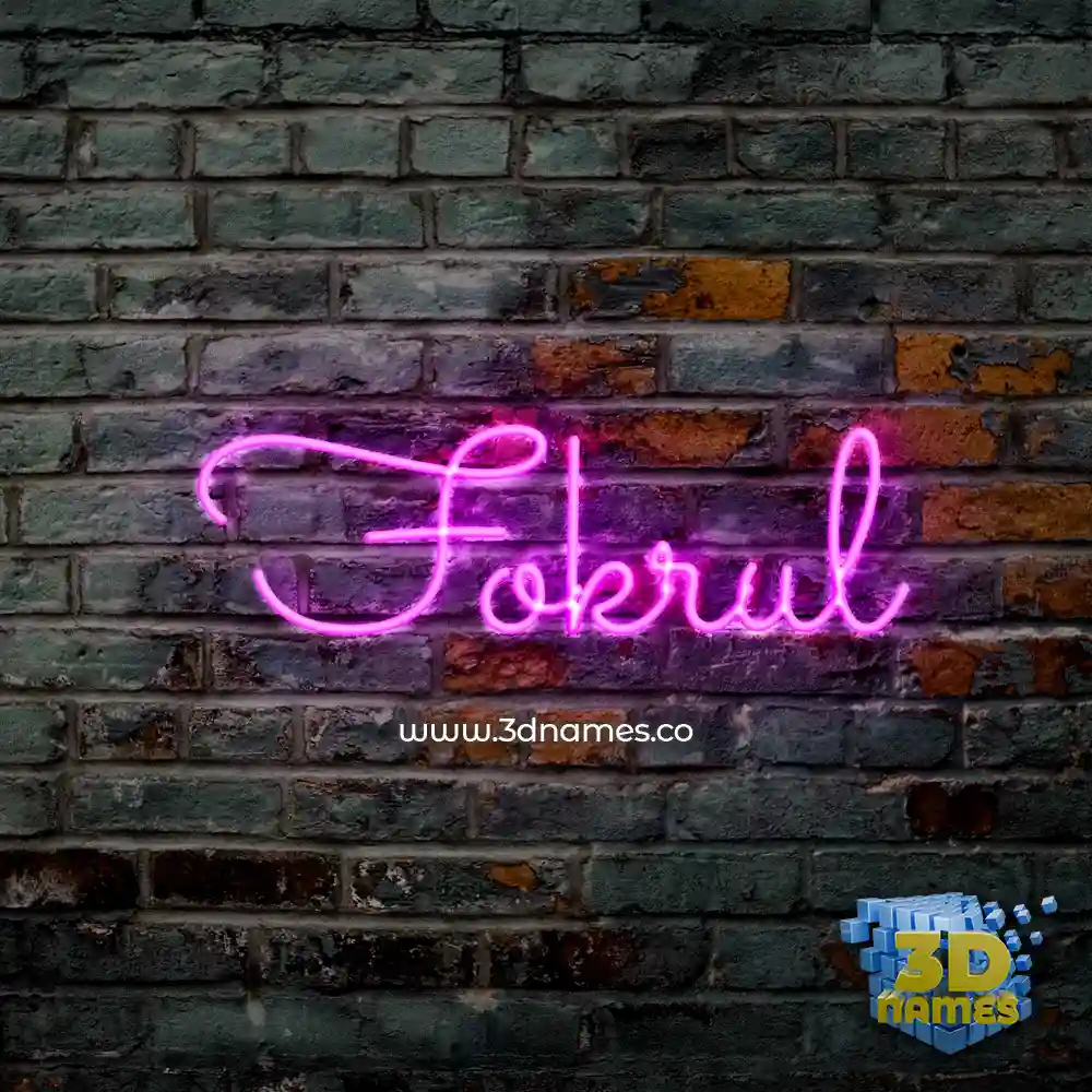 fokrul in Pink Neon style - 3D name wallpaper