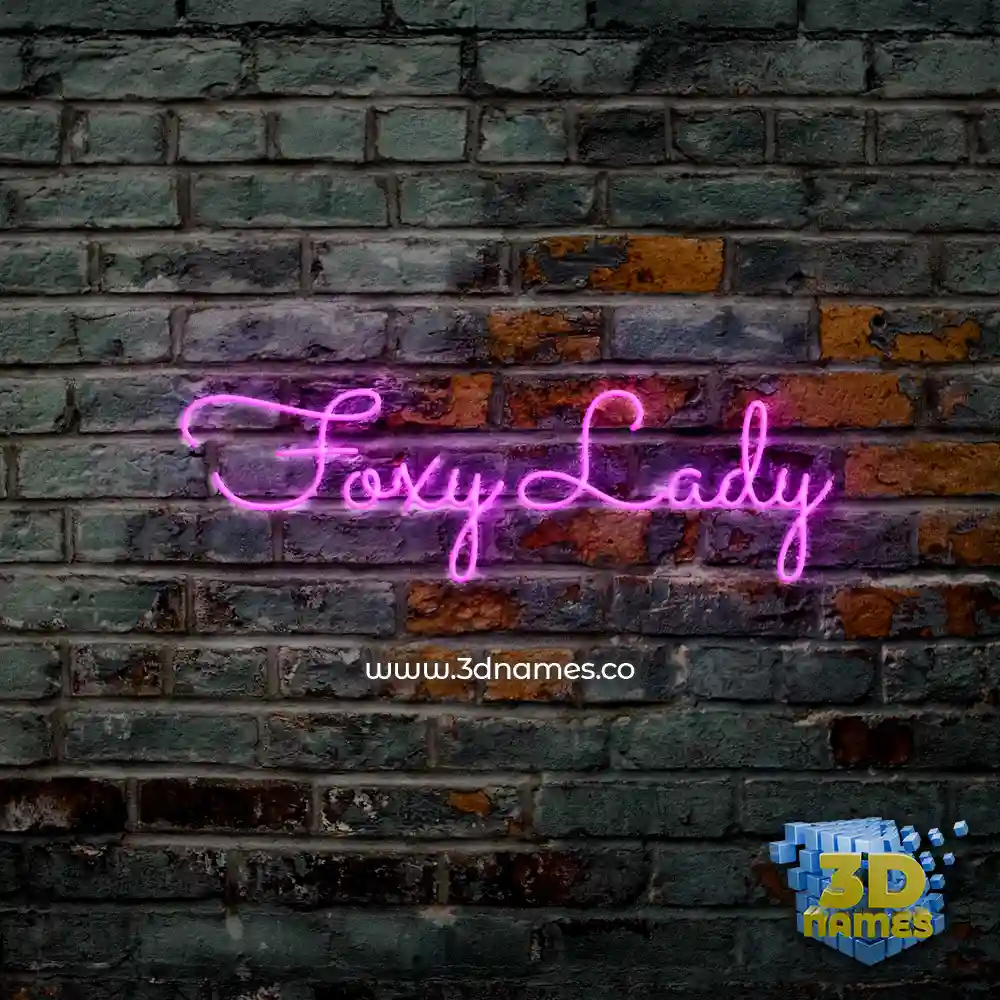 foxy lady in Pink Neon style - 3D name wallpaper