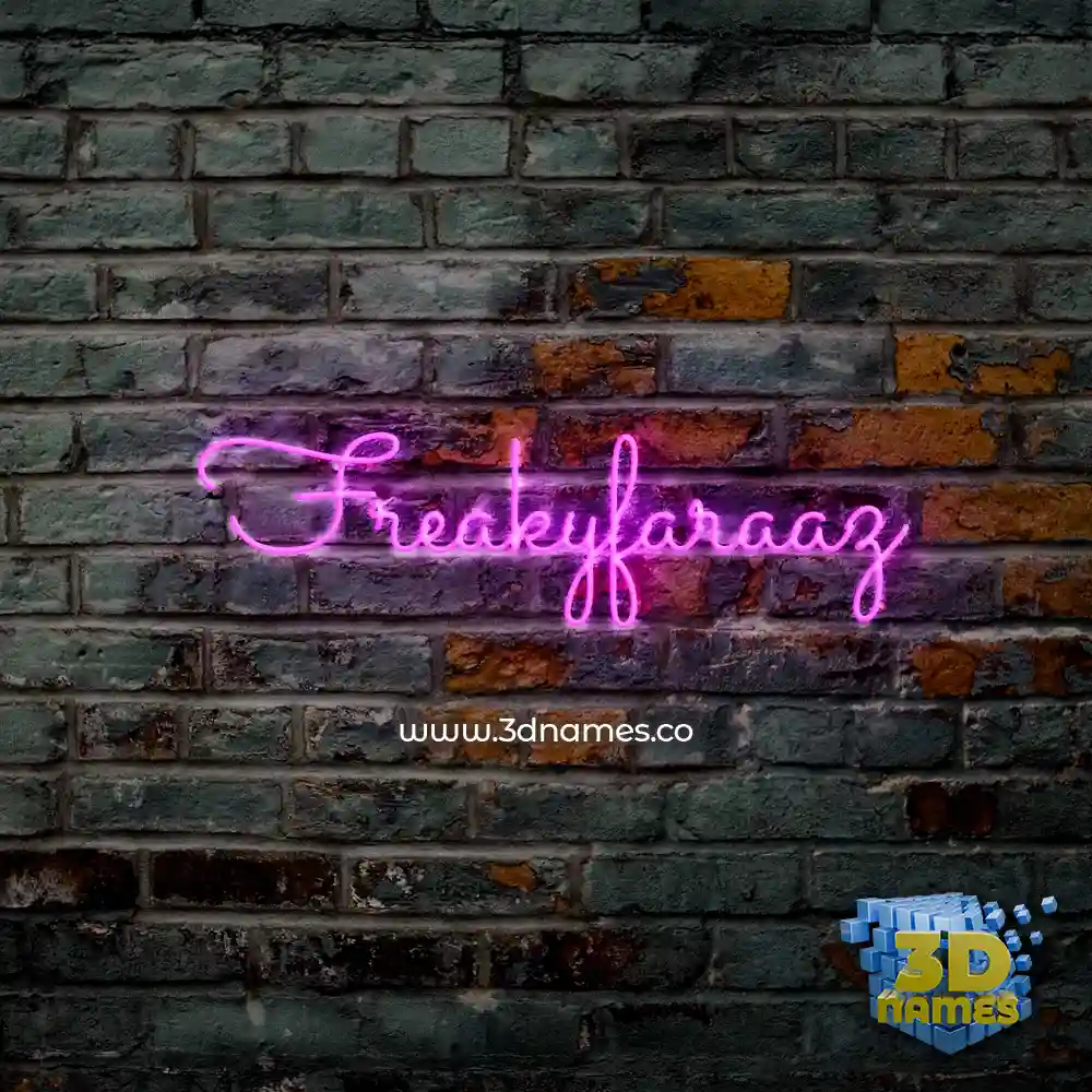freakyfaraaz in Pink Neon style - 3D name wallpaper