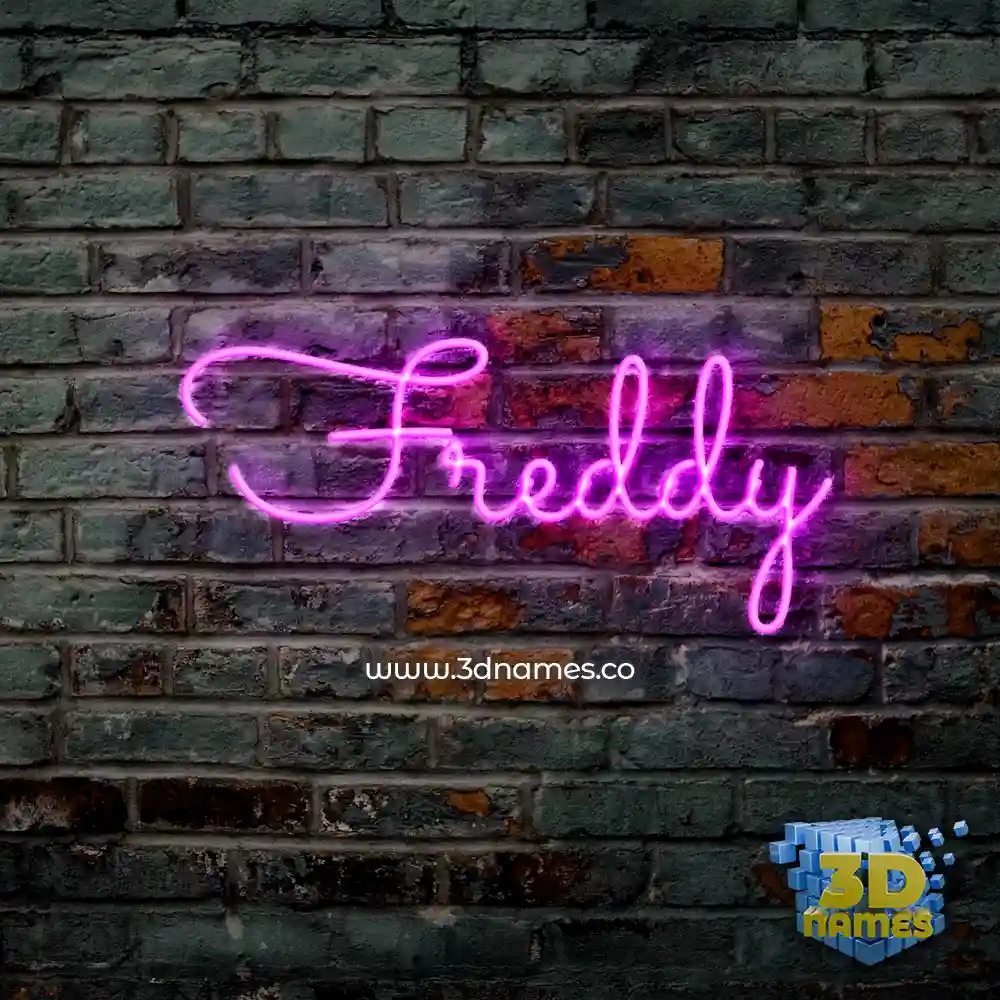 freddy in Pink Neon style - 3D name wallpaper