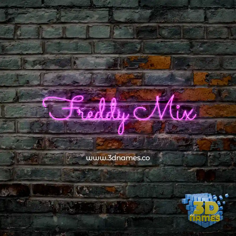 freddy mix in Pink Neon style - 3D name wallpaper