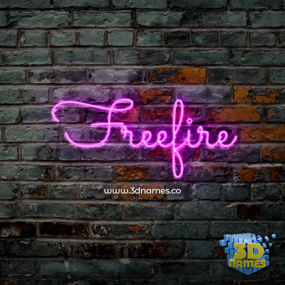freefire in Pink Neon style - 3D name wallpaper