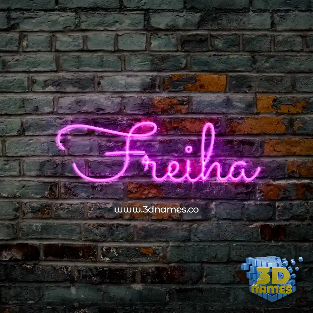 freiha in Pink Neon style - 3D name wallpaper