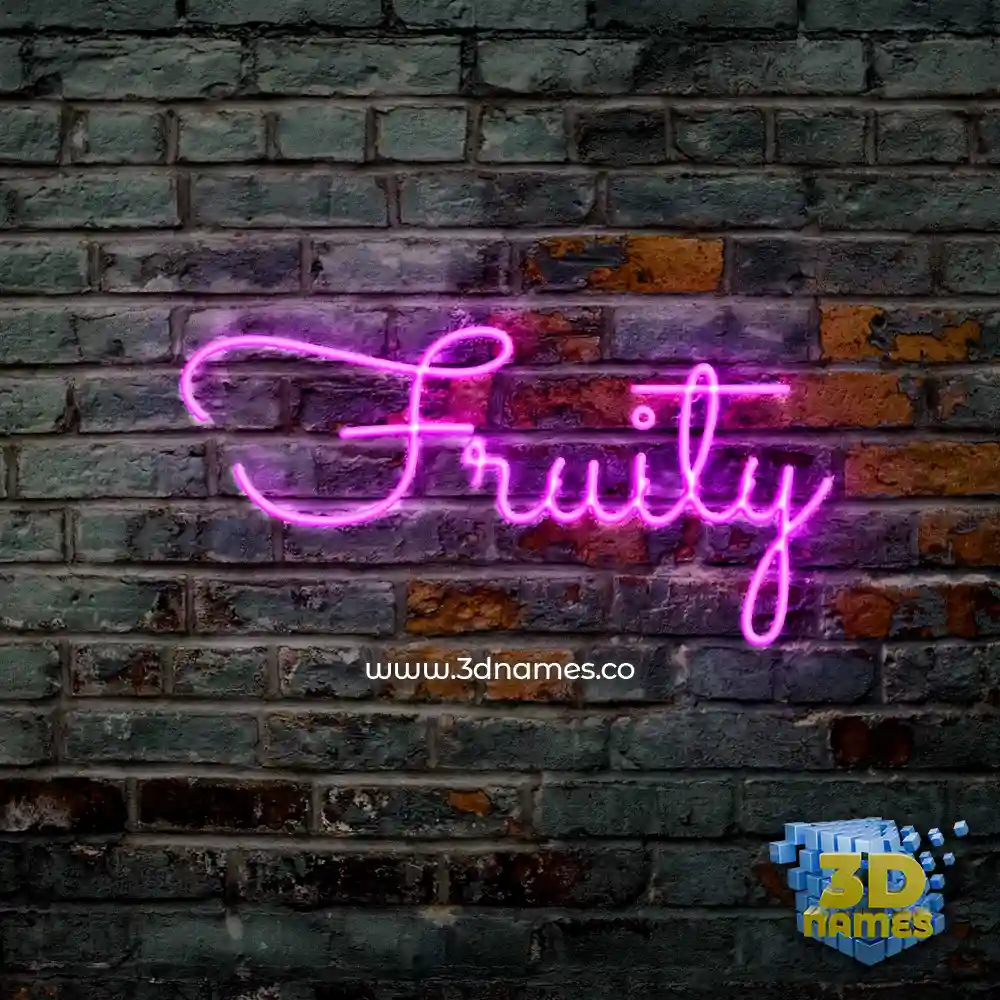 fruity in Pink Neon style - 3D name wallpaper