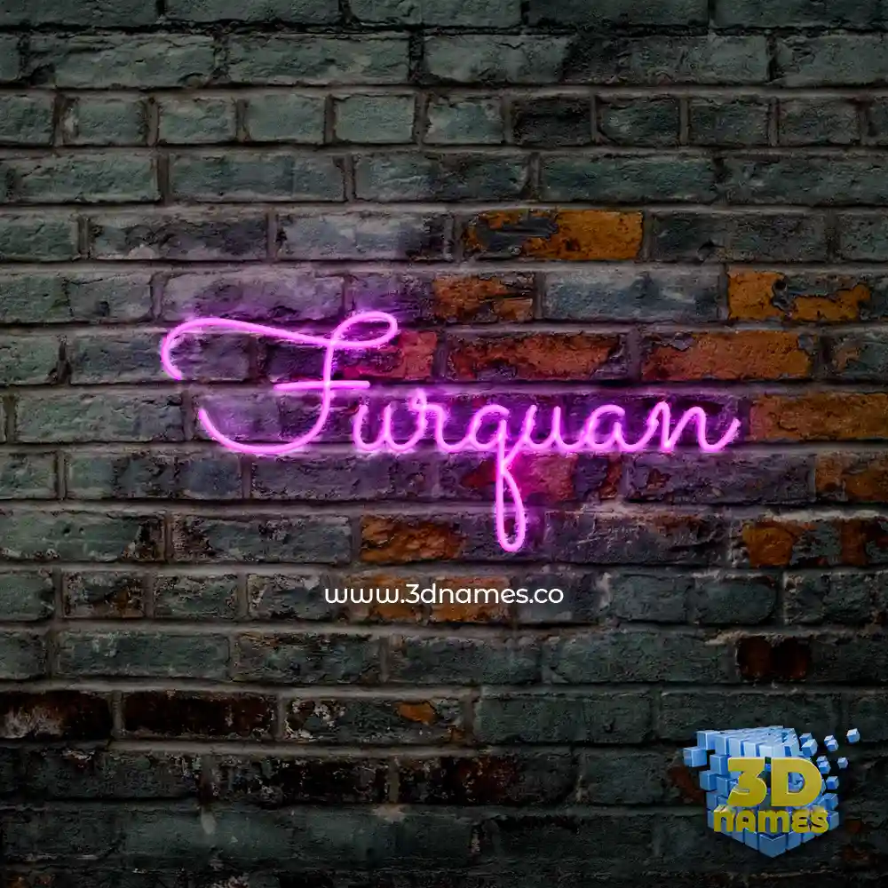 furquan in Pink Neon style - 3D name wallpaper