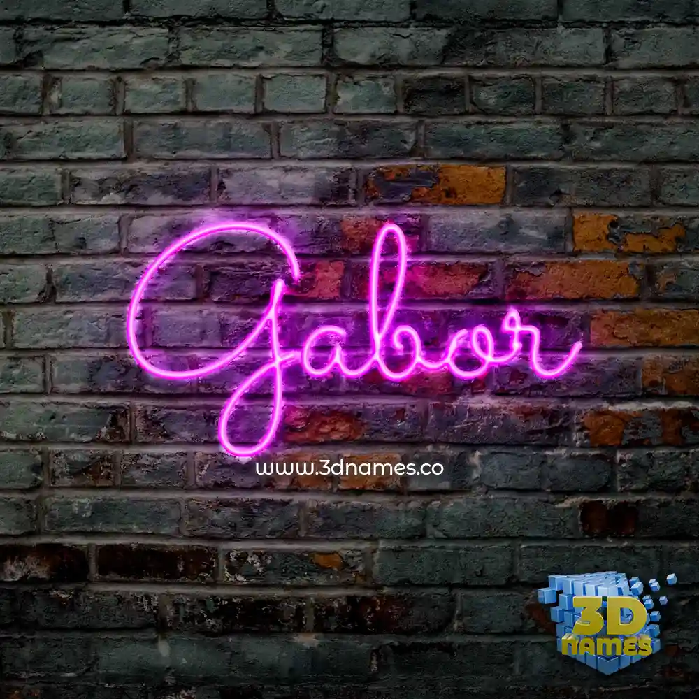 gabor in Pink Neon style - 3D name wallpaper