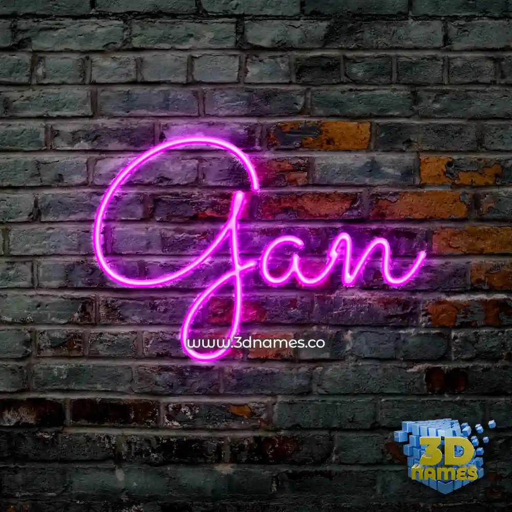 gan in Pink Neon style - 3D name wallpaper