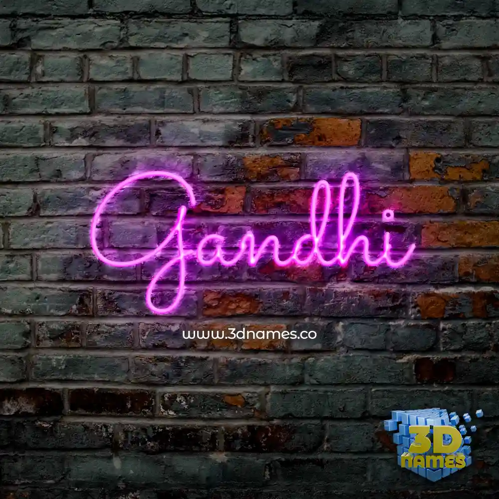 gandhi in Pink Neon style - 3D name wallpaper