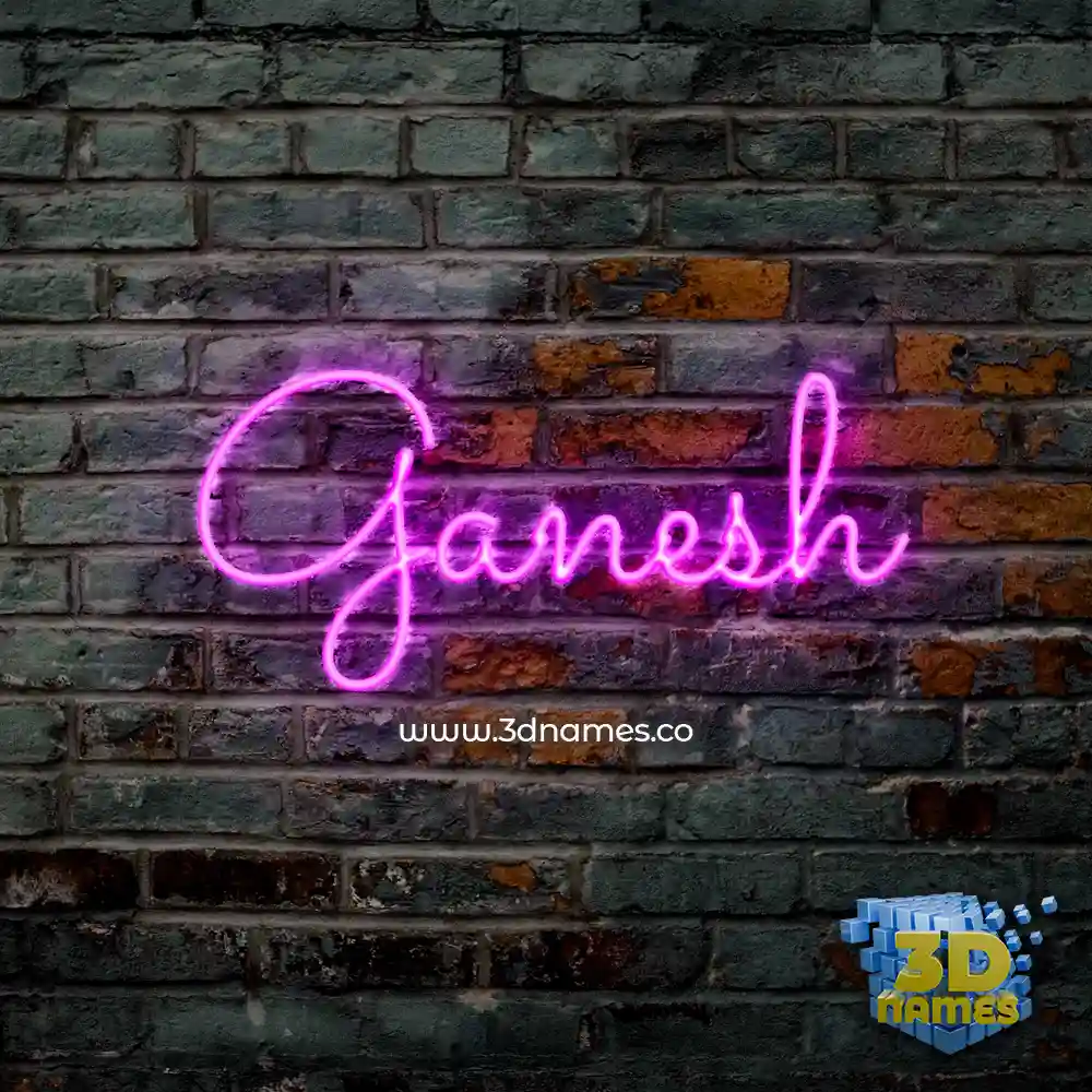 ganesh in Pink Neon style - 3D name wallpaper