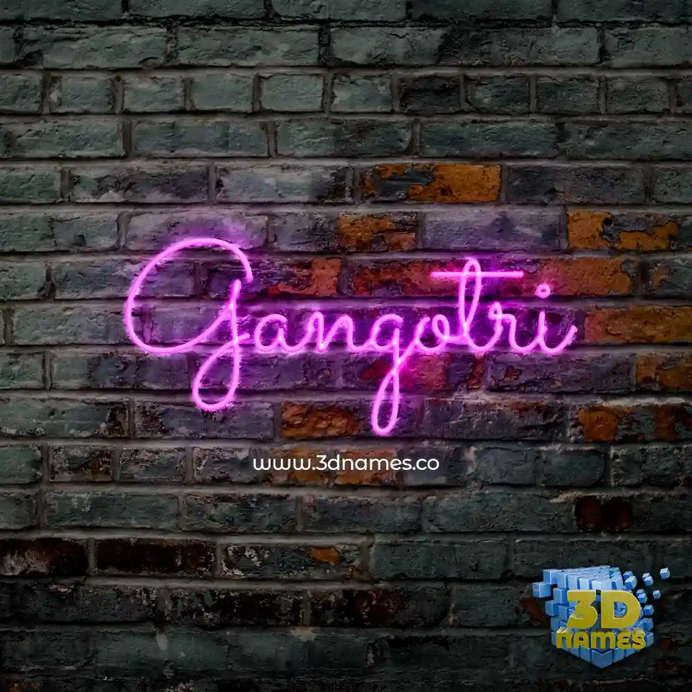 gangotri in Pink Neon style - 3D name wallpaper