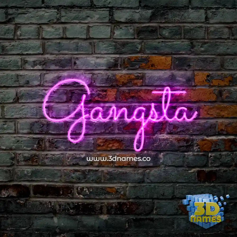 gangsta in Pink Neon style - 3D name wallpaper