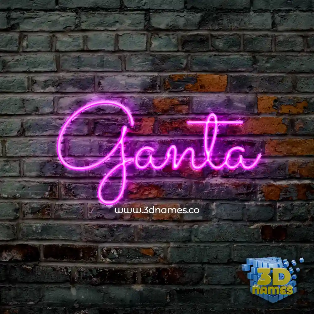 ganta in Pink Neon style - 3D name wallpaper