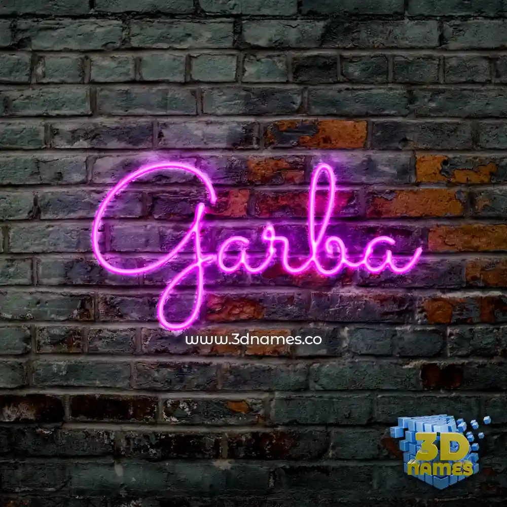 garba in Pink Neon style - 3D name wallpaper